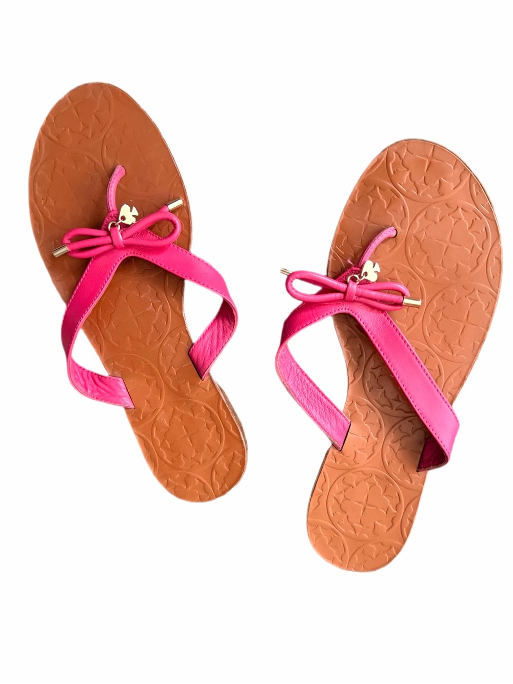 Kate Spade Charles Sandals in Pink Leather w/ Bow Size 7.5